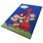 Vaikų kilimėlis 125x160 žirafa, mėlyna spalva
